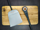 Spatula, fork and bottle opener grilling set hand forged black stainless steel and copper