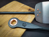 Ensemble spatule et fourchette pour le grill forgé à la main en acier inoxydable et cuivre