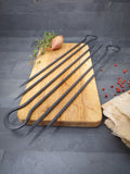 Set of 3 Hand forged black stainless steel double skewers