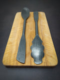 Hand forged black stainless steel salad utensils