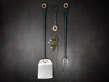 Spatula, fork and bottle opener grilling set hand forged black stainless steel and copper